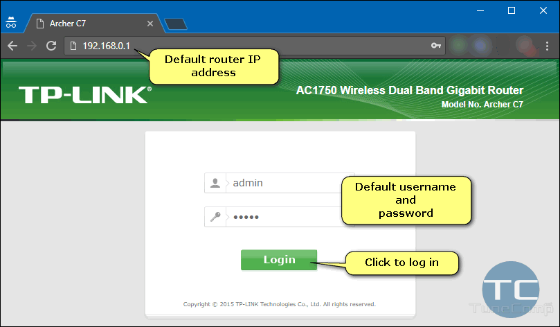What is the TP-Link router login and password?